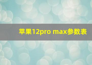 苹果12pro max参数表